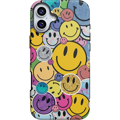 All Smiles | Smiley Face Sticker Case iPhone Case get.casely Bold + MagSafe® iPhone 16 Plus