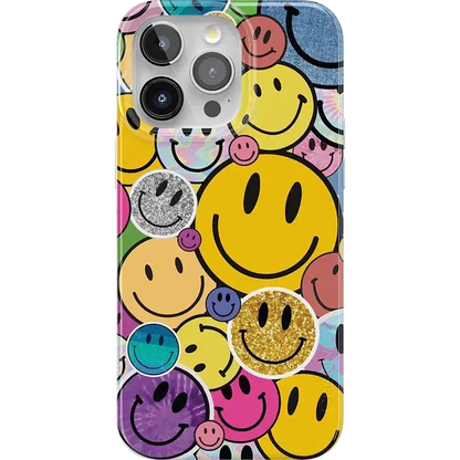 All Smiles | Smiley Face Sticker Case iPhone Case get.casely Classic + MagSafe® iPhone 15 Pro Max
