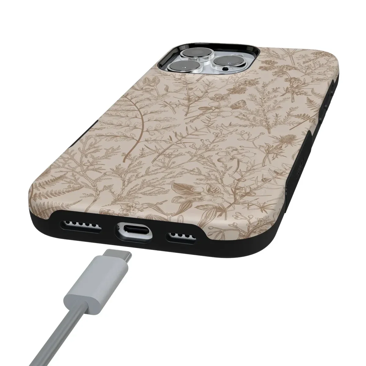 Beige Garden | Neutral Floral Case iPhone Case get.casely