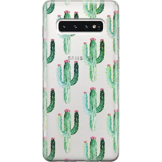 Cactus Patterned Clear Floral Samsung Case Samsung Case get.casely Classic Galaxy S10 Plus
