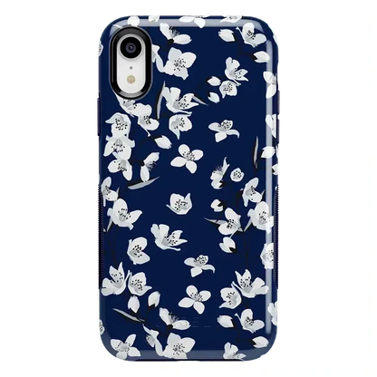 Floral Forest | Navy Cherry Blossom Floral Case iPhone Case get.casely Bold iPhone XR