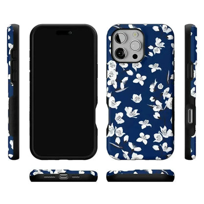 Floral Forest | Navy Cherry Blossom Floral Case iPhone Case get.casely