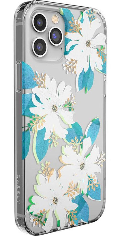 Forget Me Not | Blue and Gold Clear Floral Case iPhone Case get.casely