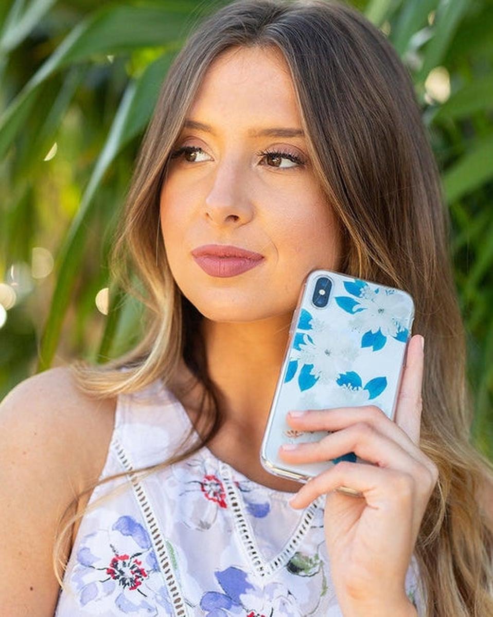 Forget Me Not | Blue and Gold Clear Floral Case iPhone Case get.casely