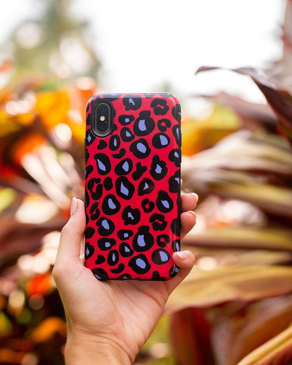 Into the Wild | Red & Blue Leopard Print Case iPhone Case get.casely