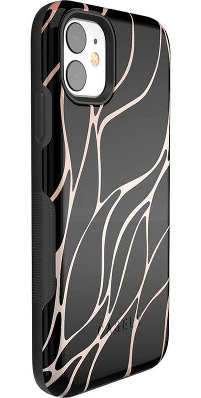 Midnight Ride | Black and Gold Metallic Waves Case iPhone Case get.casely