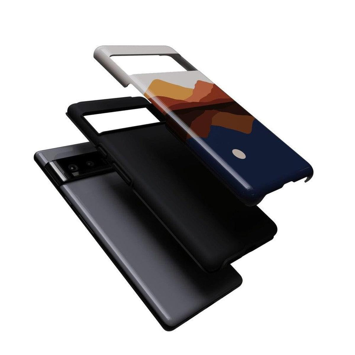 Opposites Attract | Day & Night Colorblock Mountains Google Pixel Case Google Pixel Case Casetry