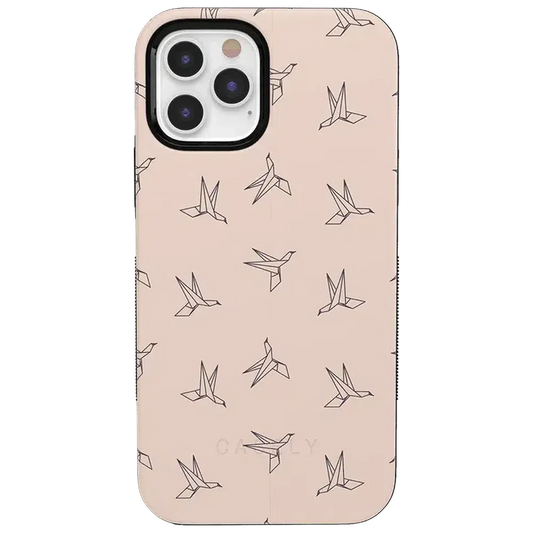 Paper Crane Origami | Beige Pattern iPhone Case get.casely
