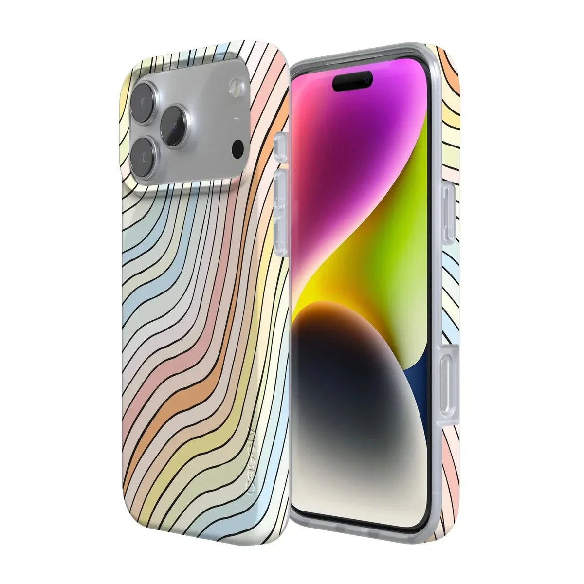 Ride The Wave | Pastel Rainbow Lined Case iPhone Case get.casely