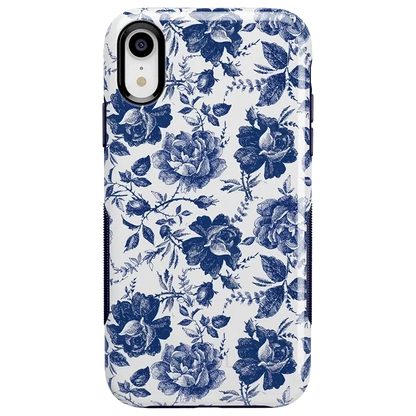 Rose to Fame | Blue & White Rose Floral Case iPhone Case get.casely Bold iPhone XR