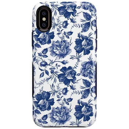Rose to Fame | Blue & White Rose Floral Case iPhone Case get.casely Bold iPhone XS Max
