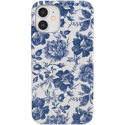 Rose to Fame | Blue & White Rose Floral Case iPhone Case get.casely Classic iPhone 12
