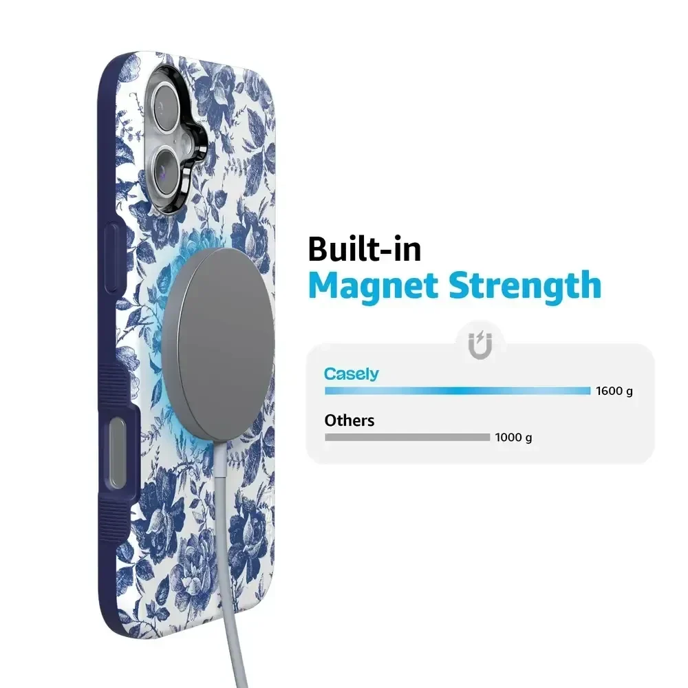 Rose to Fame | Blue & White Rose Floral Case iPhone Case get.casely