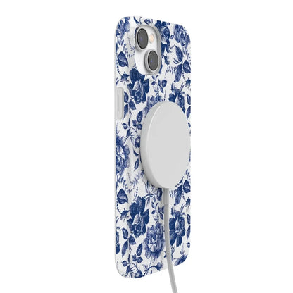 Rose to Fame | Blue & White Rose Floral Case iPhone Case get.casely