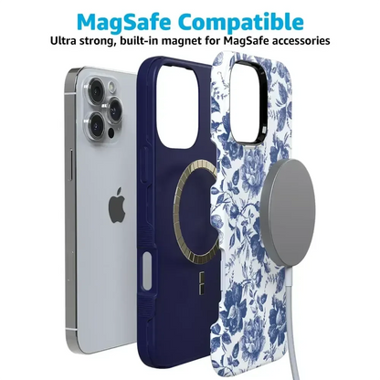 Rose to Fame | Blue & White Rose Floral Case iPhone Case get.casely