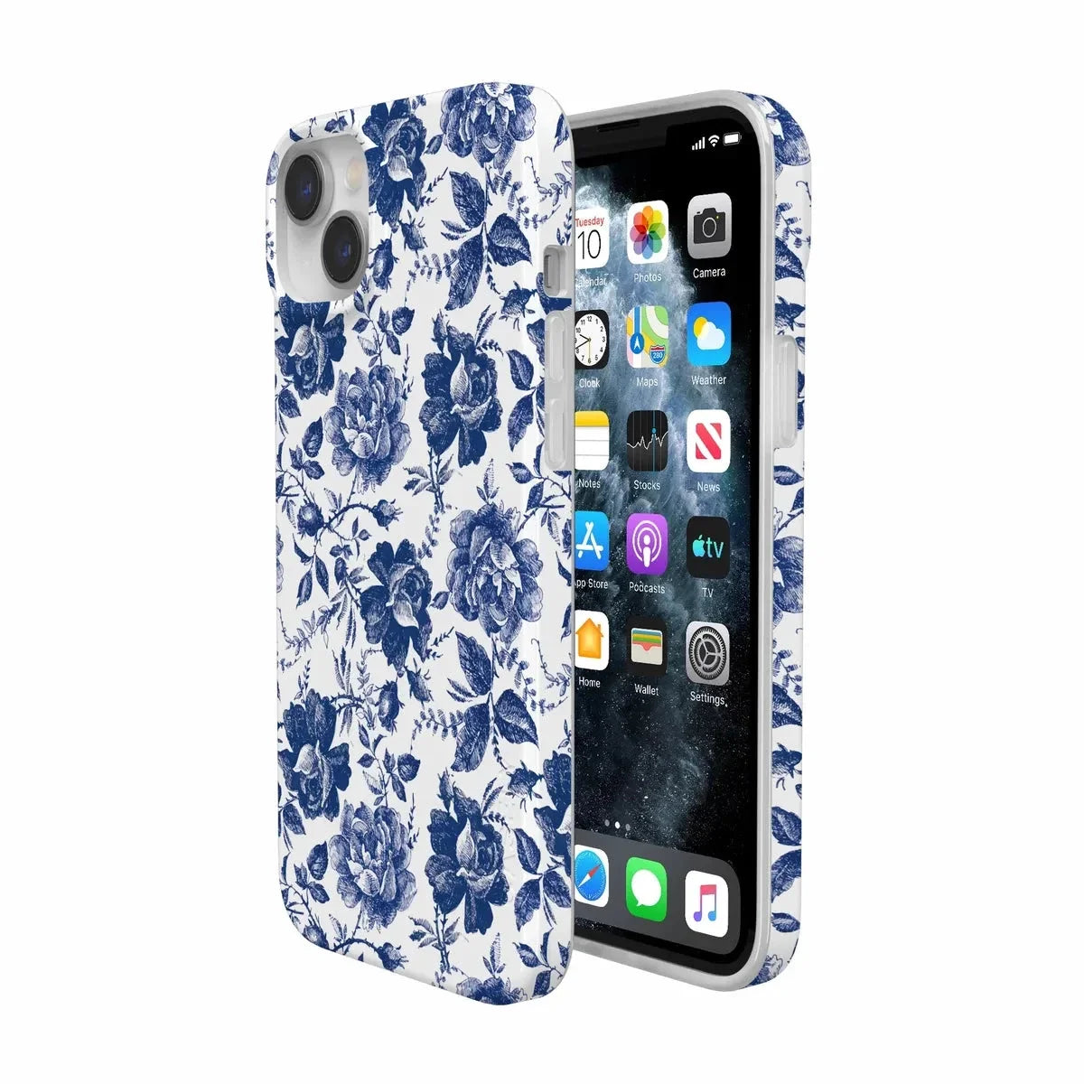 Rose to Fame | Blue & White Rose Floral Case iPhone Case get.casely
