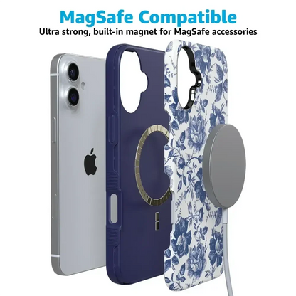 Rose to Fame | Blue & White Rose Floral Case iPhone Case get.casely