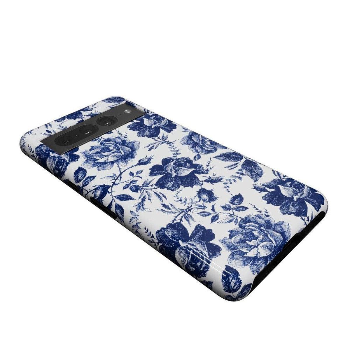 Rose to Fame | Blue & White Rose Floral Google Pixel Case Google Pixel Case Casetry