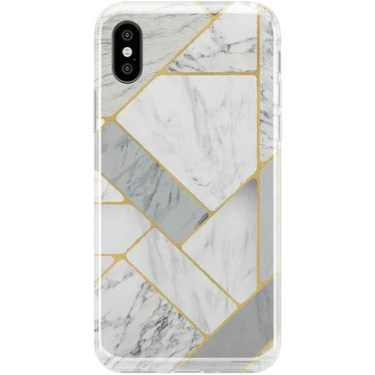 Sharp Lines | Geo White and Gold Marble Case iPhone Case get.casely Classic iPhone X / XS