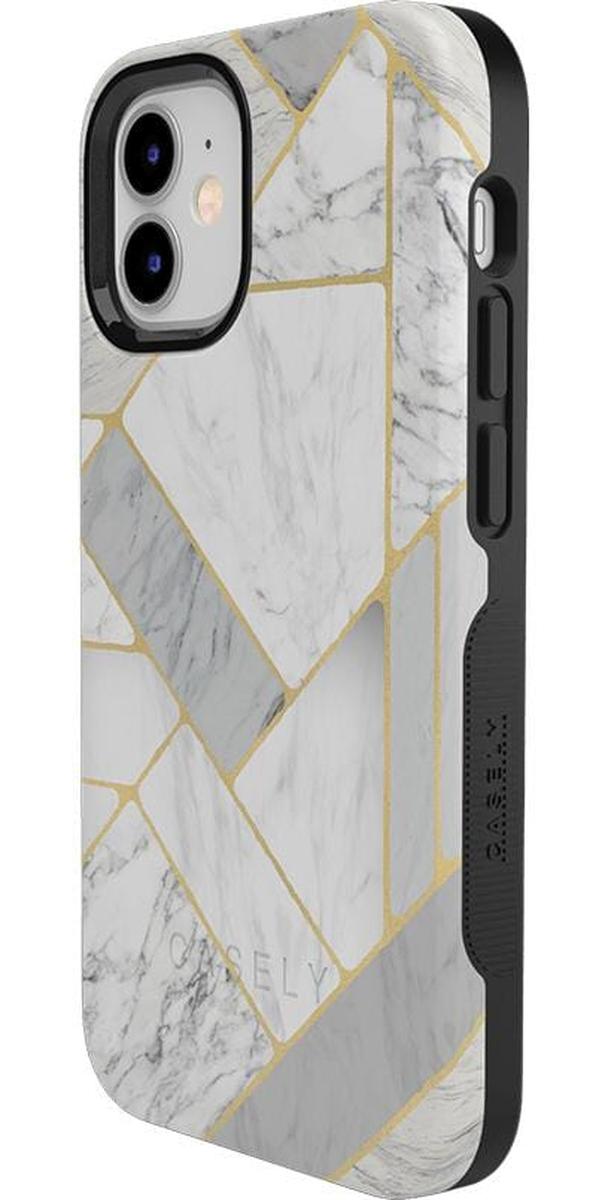 Sharp Lines | Geo White and Gold Marble Case iPhone Case get.casely