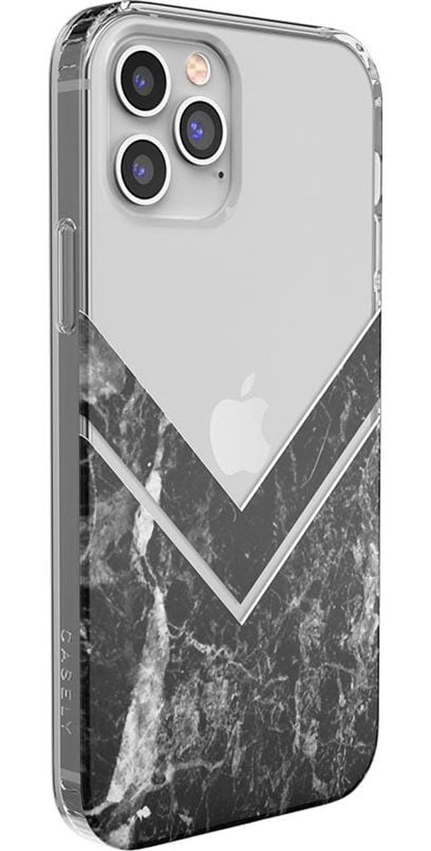 Sleek and Simple | Black Marble V Clear Case iPhone Case get.casely